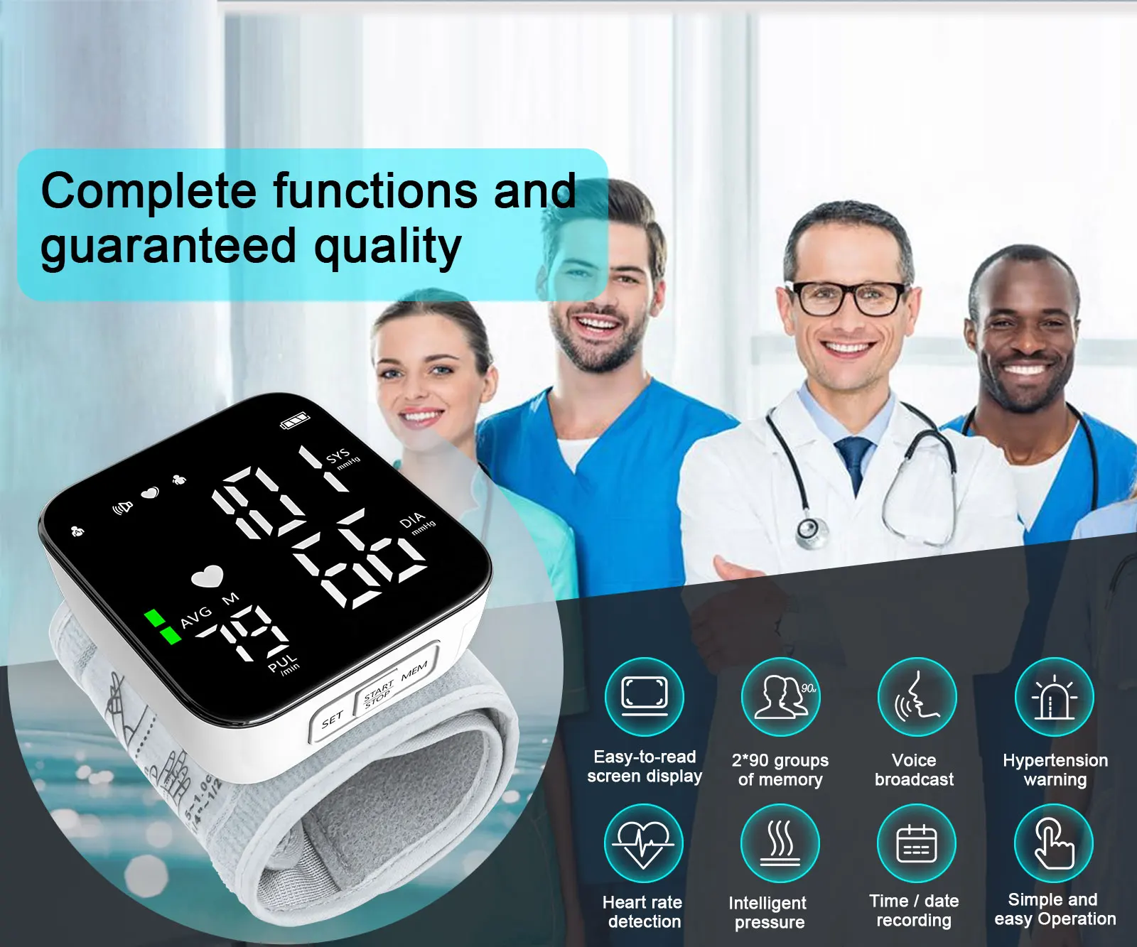 LED Screen CE ISO Approved Factory Wrist BP Monitor Automatic Electric Digital Wrist Blood Pressure Monitor