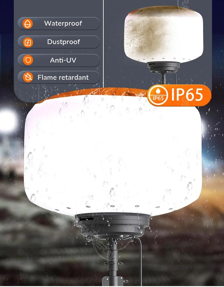 Portable LED Balloon Light Tower with 5000K Color Temperature 165000lm Luminous Flux and 50000hrs Lifespan