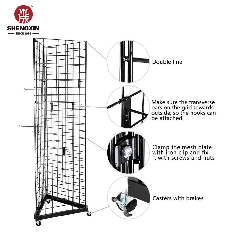 Factory Customized Gridwall Panel Display Stand Wall Organizer Grid Wall Panels Retail Display Rack Craft Show Wire Grid Wall