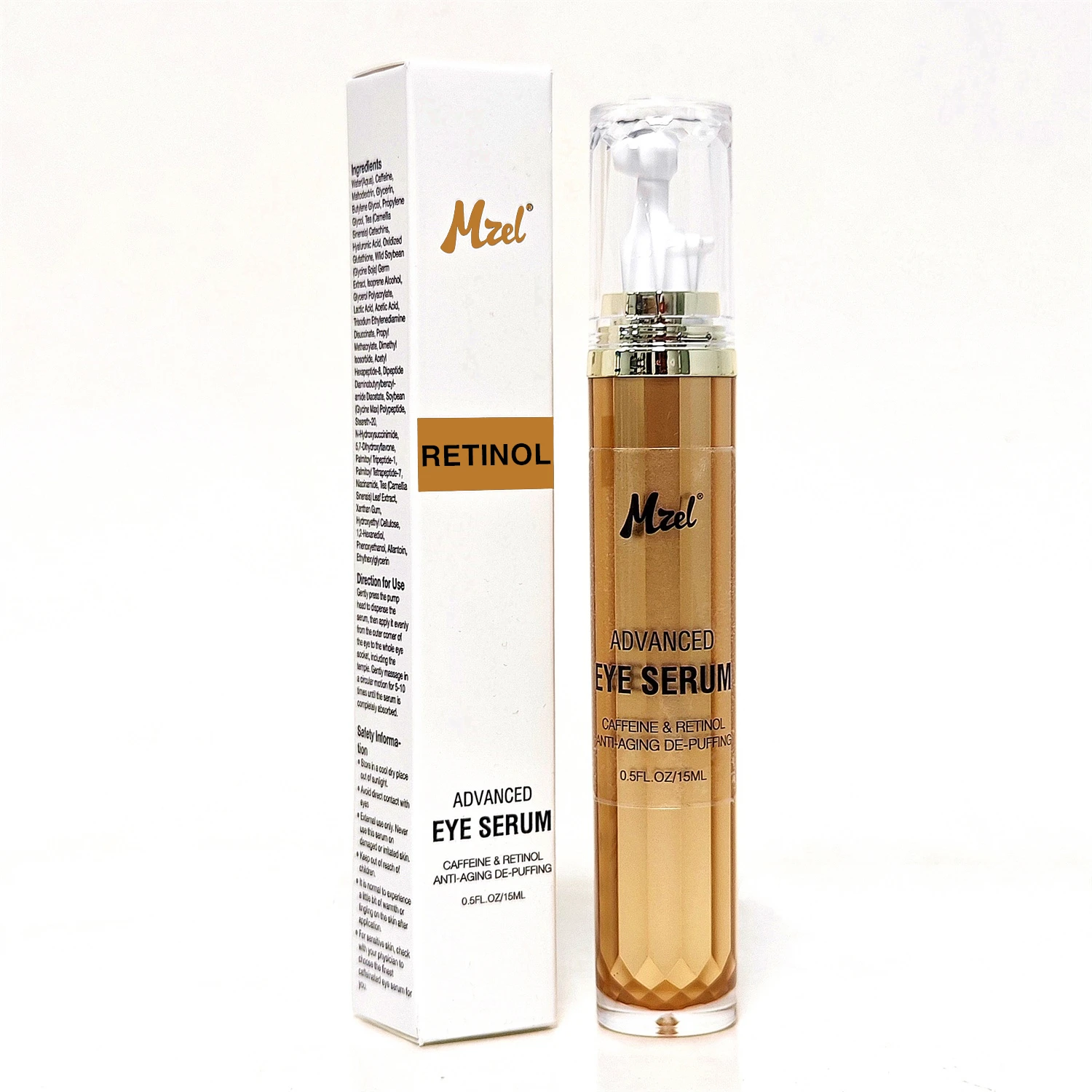 Retinol Eye Serum 360 Roller With Massage Ball Caffeine And Yeast Under Eye Roller Serum For