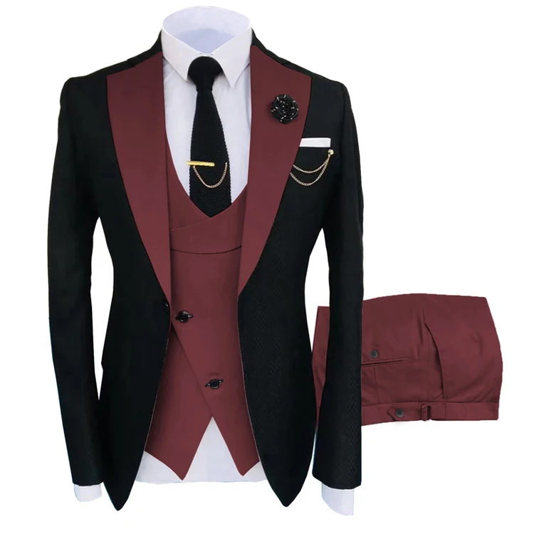 New Grooming Tuxedo Male Suit Boutique Elegant Gentleman Men Clothing 3 Piece Set Luxury aperçu 21