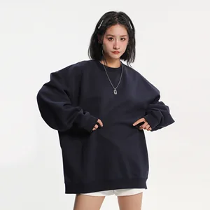 Casual Fall Clothes 380G Retro Womens Sweatshirts Long Sleeve Crew Neck Pullover Sweatshirt Women Hoodies