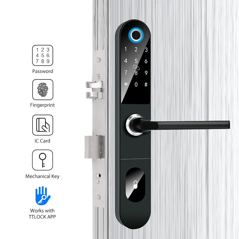 2024 TTlock Door Access Control System Fingerprint Keypad Sliding Smart Glass Home Electronics Door Lock for Aluminum Door