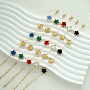 18K Gold Four Leaf Clover Bracelet Stainless Steel Non Tarnish for Woman Men Factory Wholesale