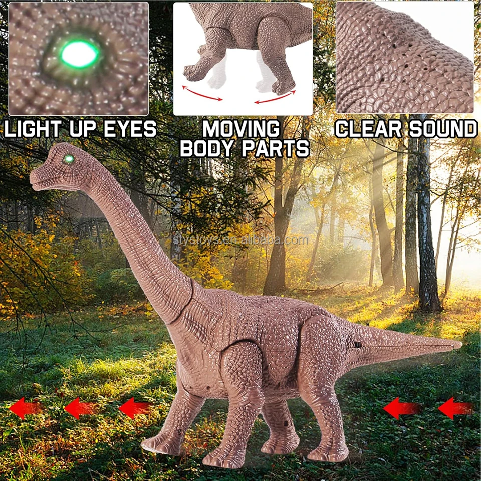 Light up Walking Brachiosaurus Infrared Simulation Longneck Dinosaur R/C Dinosaur Toy Robot with Lights & Sounds