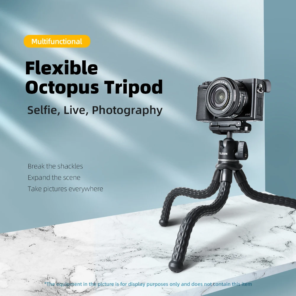 TELESIN Portable Flexible Octopus Stand for Smartphone DSLR SLR Vlog Tripod for Gopro Camera and Cellphone 2 in 1 Tripod stand