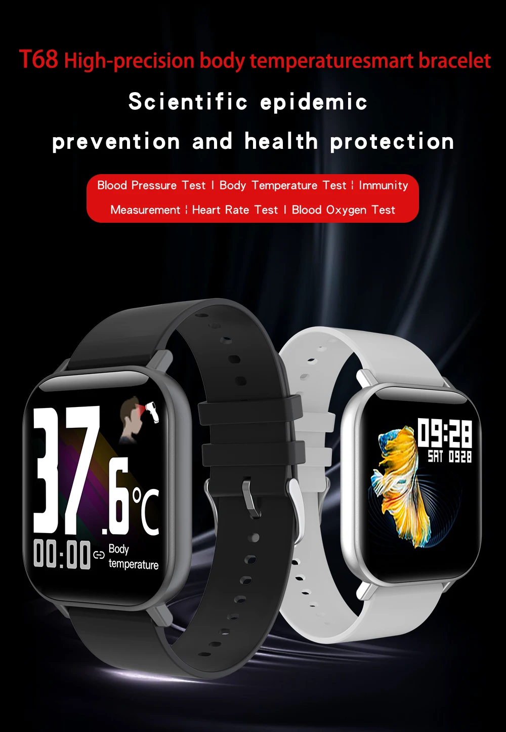 Новый смарт-браслет для измерения температуры, фитнес-трекер для измерения артериального давления, смарт-браслет для измерения температуры