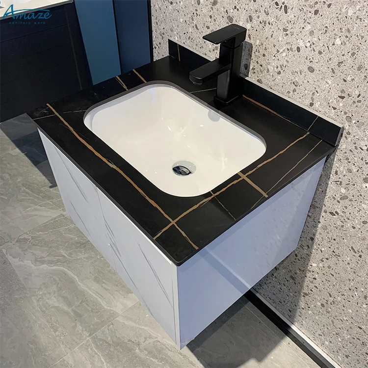 Factory customized bathroom sinks modern marble wash basin vanity furniture bathroom cabinet mirror factory