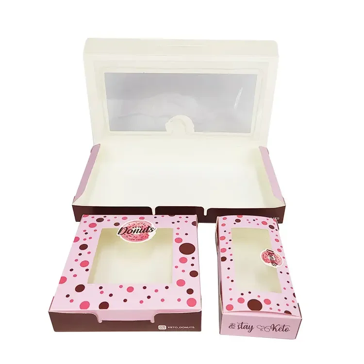 Top Ranking Customized Pink Printing Donuts Food Grade Box Art Paper Cake Box shipping paper box manufacture