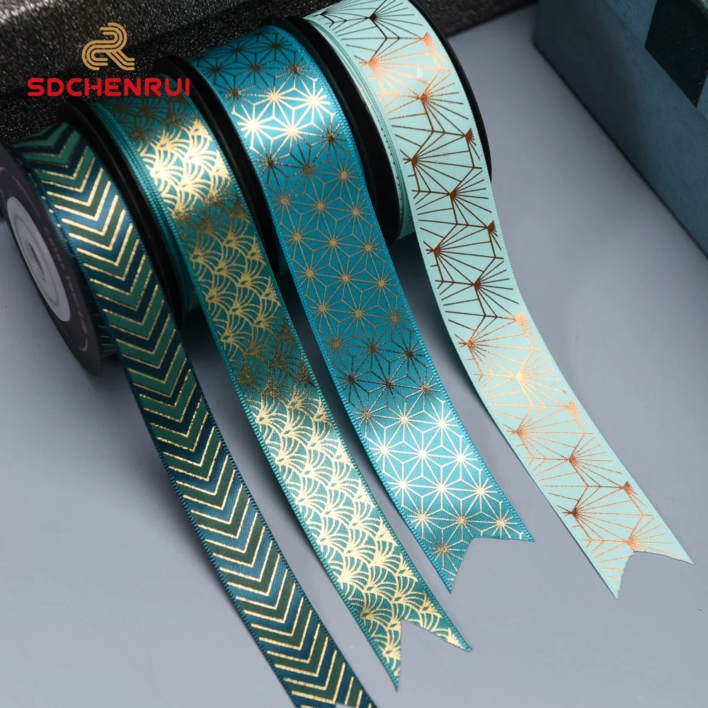 Custom printed gift packaging roll ribbon decoration satin roll ribbon for gift wrap