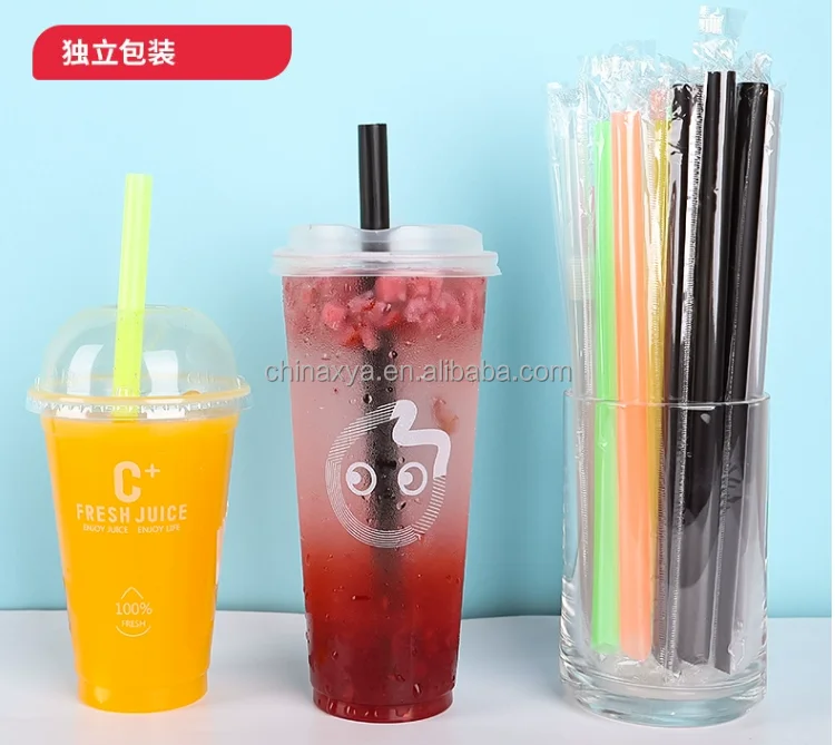 Plastic bubble tea smoothie milkshake boba drinking disposable straws manufacture