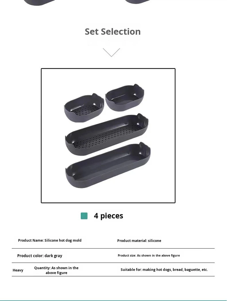 4-Piece Silicone Cake Mold Set High Temperature Resistant Oval Baguette Baking Pan Rectangular Kitchen Tools for Baking manufacture