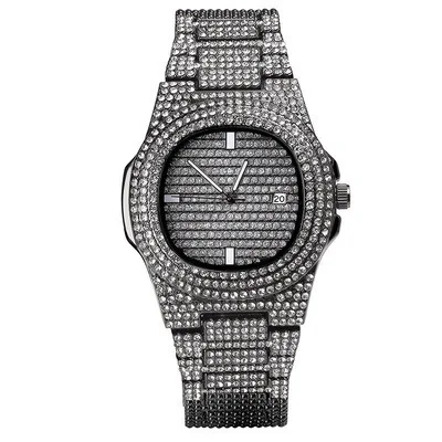 Top Brand Luxury Bling Quartz Square Men Watch Iced Out Watch