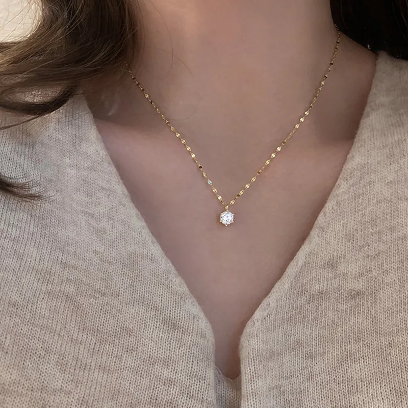 women's single diamond necklace