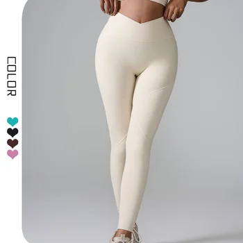 Custom Sports Wear Recycled Spandex Butt Lifting Gym Workout Yoga Pants High Waist V Shape Yoga Leggings for Women