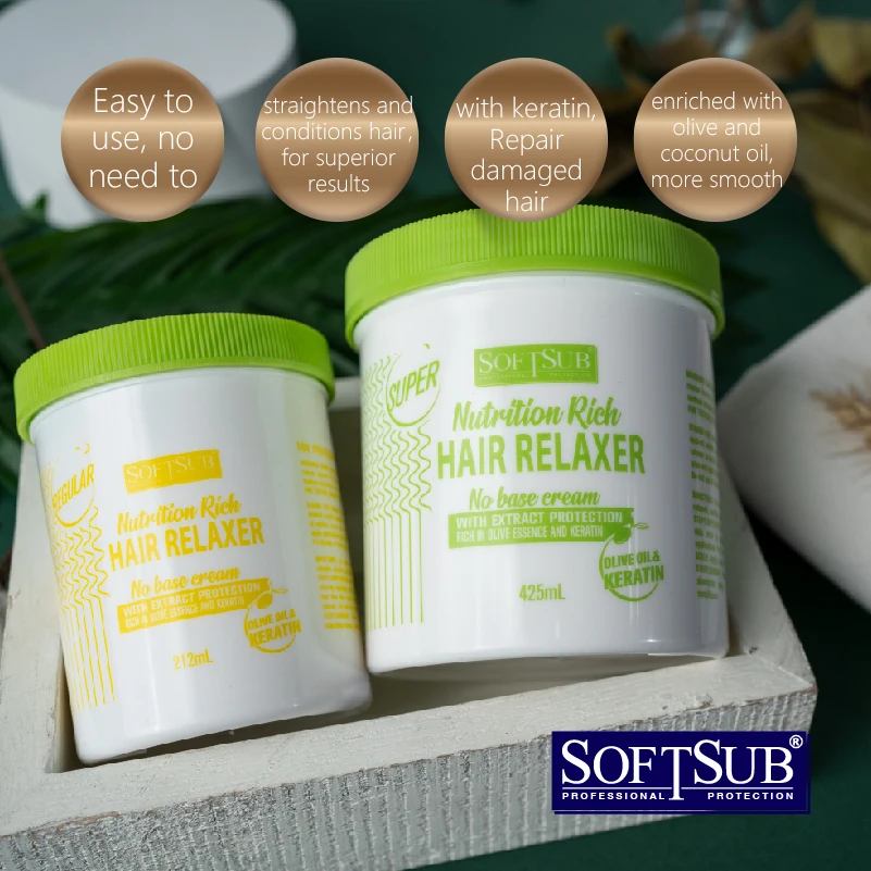 SOFTSUB Nutrition Rich NO Base 425ml Hair Relaxer for Black Women Good Quality Hair Relaxer Cream