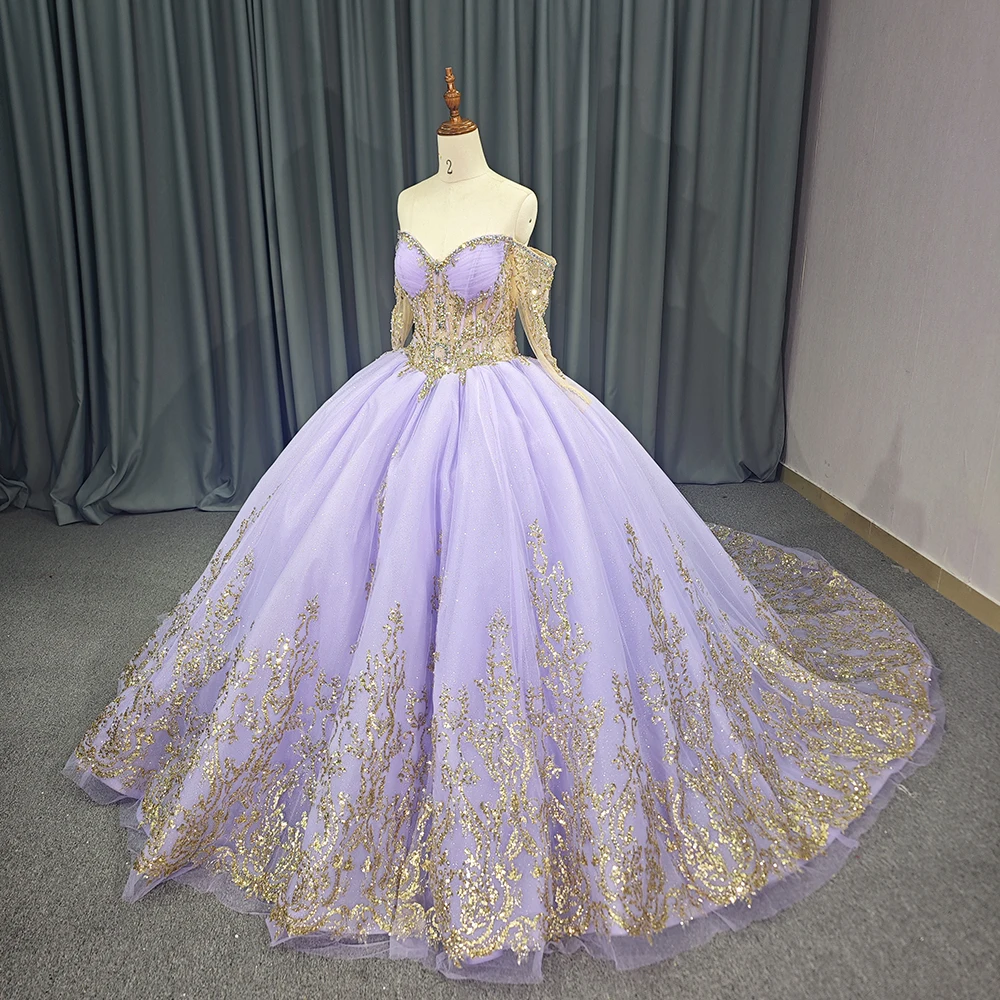 Sparkly Tulle Quinceanera Ball Gown With Beaded Appliques & Watteau Train Odm Sparkly Tulle Quinceanera Ball Gown With Beaded Appliques & Watteau Train Odm