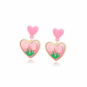 BLE-2186 Xuping Jewelry Heart Pink Series Rose Pendant Earrings 14K gold women's charm jewelry earrings