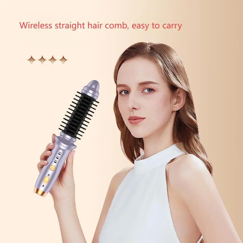 USB Rechargeable Cordless Hair Straightener Brush with 73W Power and 1-3h Charging Time for Easy Hair Styling