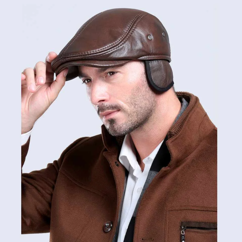 pure leather cap