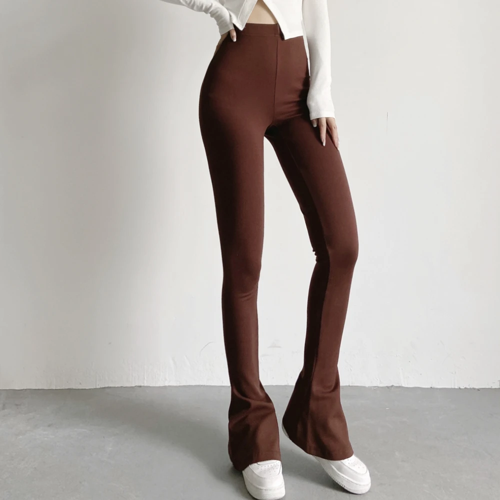 Brown Slinky Flared Trousers