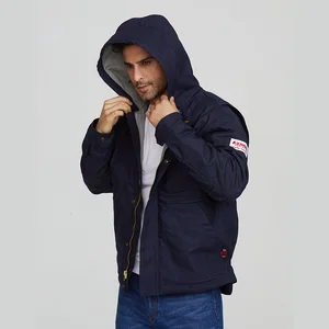 Custom FR Winter Cotton Men Worker Flame Retardant Mechanic Work Jacket