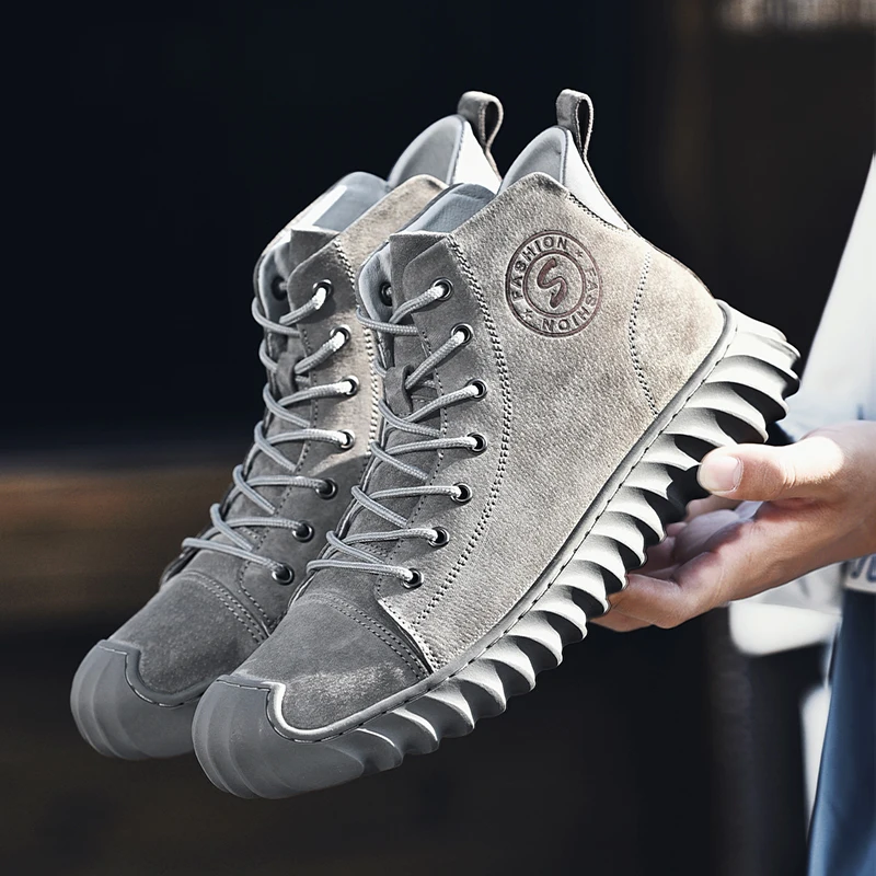 New Arrival OEM Accept Custom LOGO Hand Made Pure Genuine Leather Anti Slip High Top Men Martin Boots