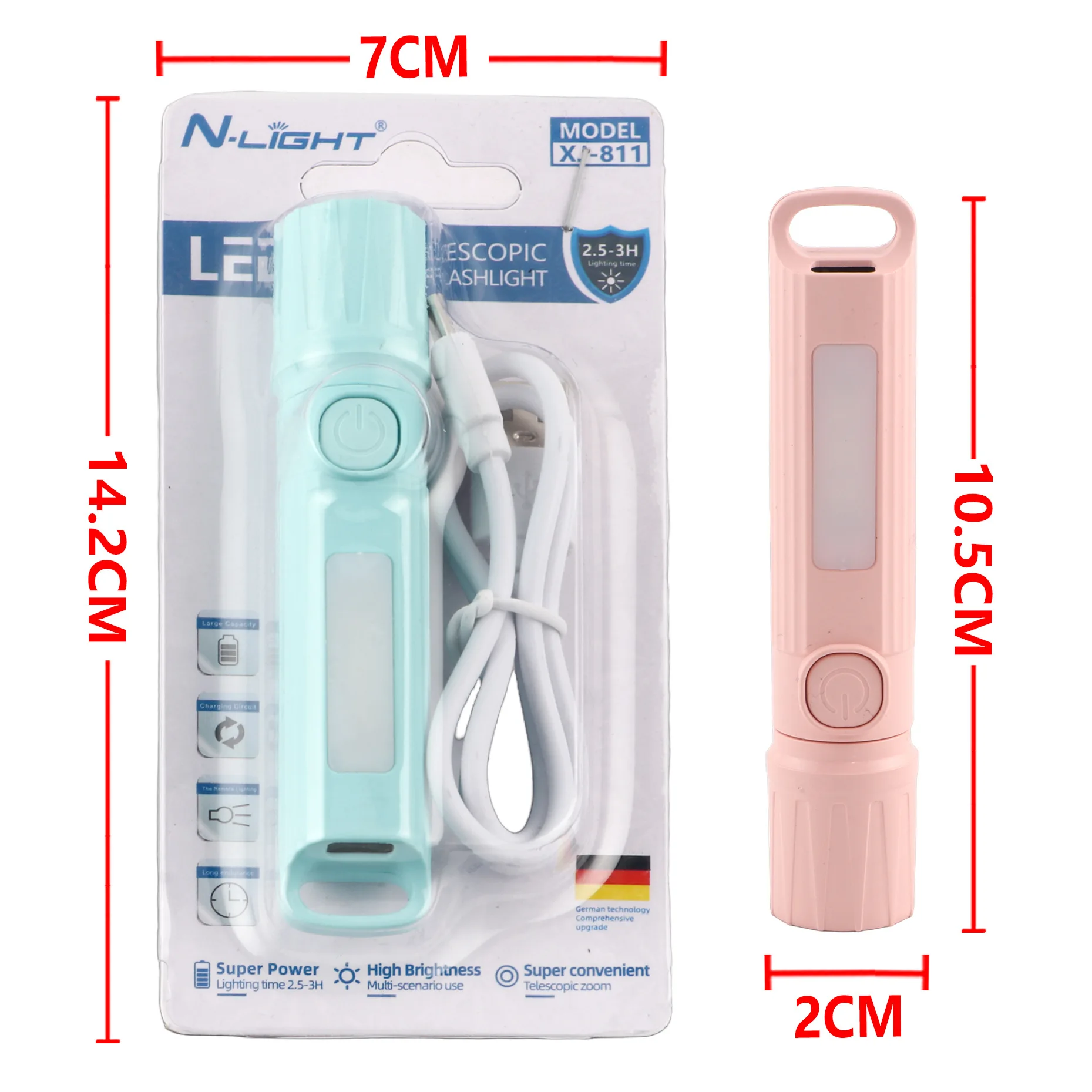 XJ-811 Ultra-Bright Mini LED Flashlight - Portable & Rechargeable