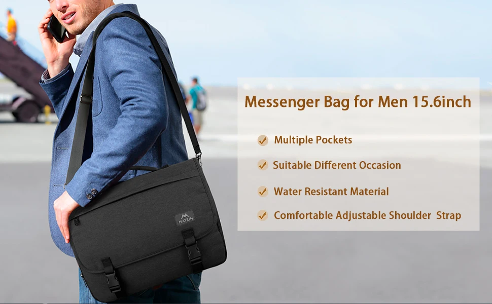 Matein Messenger Bag for Men, Women Briefcases Lightweight Men's Laptop 15.6 inch Water Resistant Crossbody College Satchel Bags Computer Work Office with