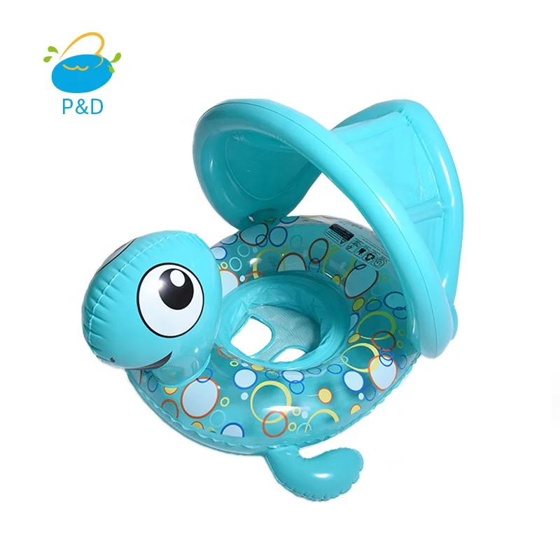 Wholesale Tortoise Inflatable Baby Float With Canpoy Swim Trainer Sun