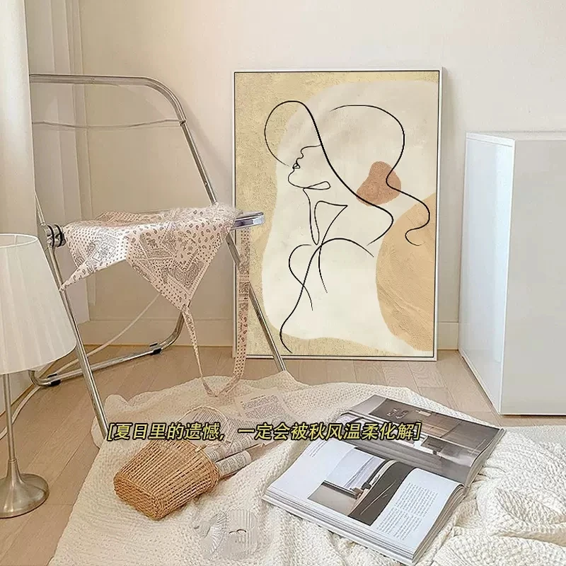 JZ  Home Decor Nordic Style Print Wall Art Portrait Line Canvas Painting Abstract Women Face Picture