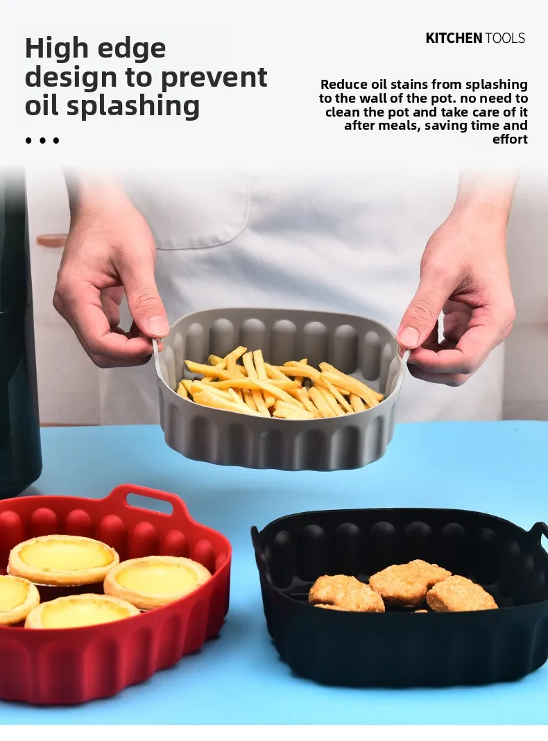 Household Square Thick Air Fryer Silicone Baking Tray Premium Quality Dish and Pan for Baking & Frying manufacture