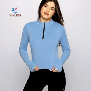 Customized Women's Equestrian Clothing Quick-Drying 1/4 Zip Base Layer Long Sleeve Yoga Set