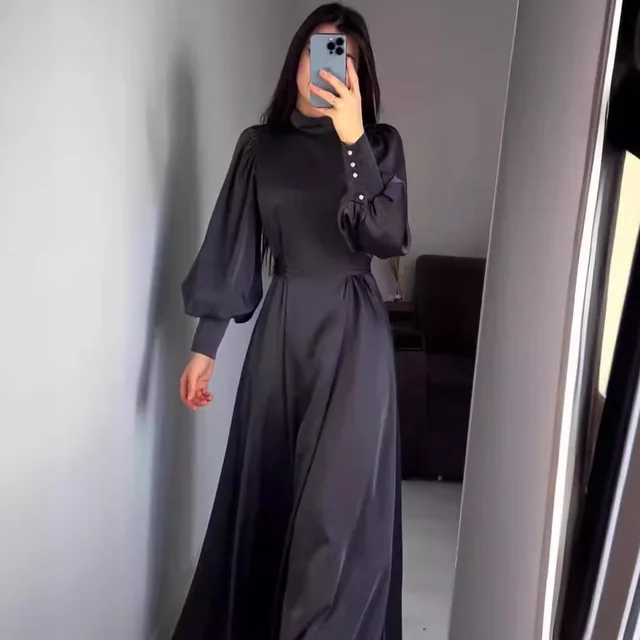 57 Muslin Solid Long Sleeve Daily Wearing Casual Dresses Blancos Casual Dresses Elegant Formal Romantic Women's Clothing Indian