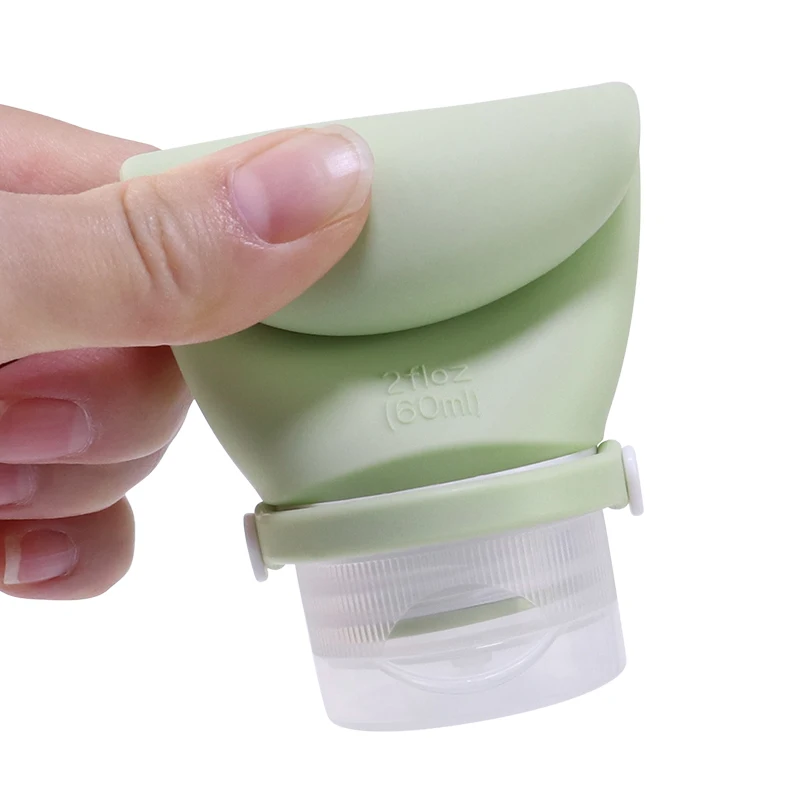 Portable Mini Small 2oz 60ml 90ml Silicone Sauce Squeeze Salad Dressing Container to Go Bottle Silicone Bottle Travel for Lotion