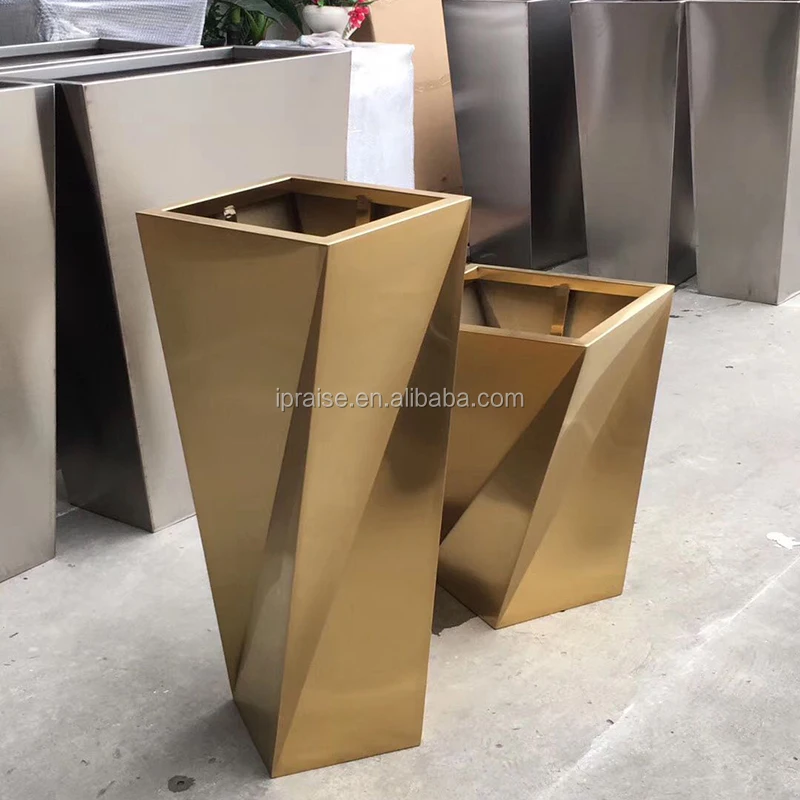 Luxury Home Decor Stainless Gold Large Planter Pot / Big Outdoor