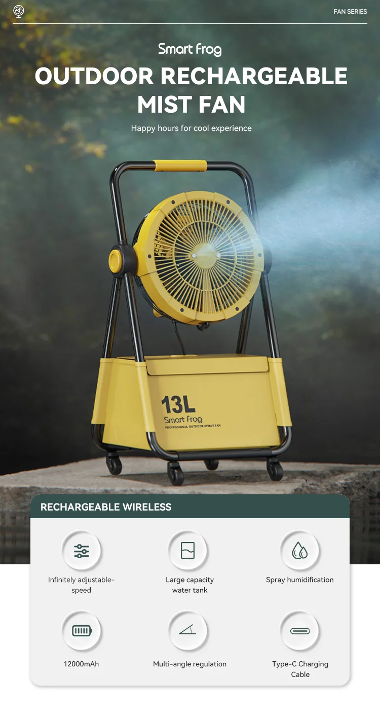 Outdoor Water Blowing Industrial Fan Battery Operated Portable