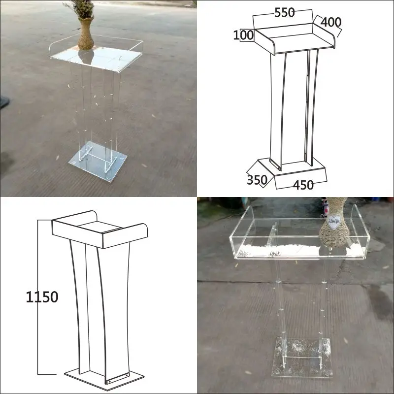 Modern Acrylic Lectern Podium Easy Assembly Detachable Clear Acrylic ...