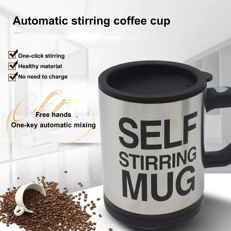 500ML Stainless Lazy Self Stirring Mug Auto Mixing Tea Coffee Cup