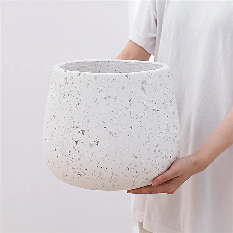 Нордический минималистичный круглый уличный белый Стекловолоконный терраццо цементный плантатор горшки для растений декоративный садовый цветочный