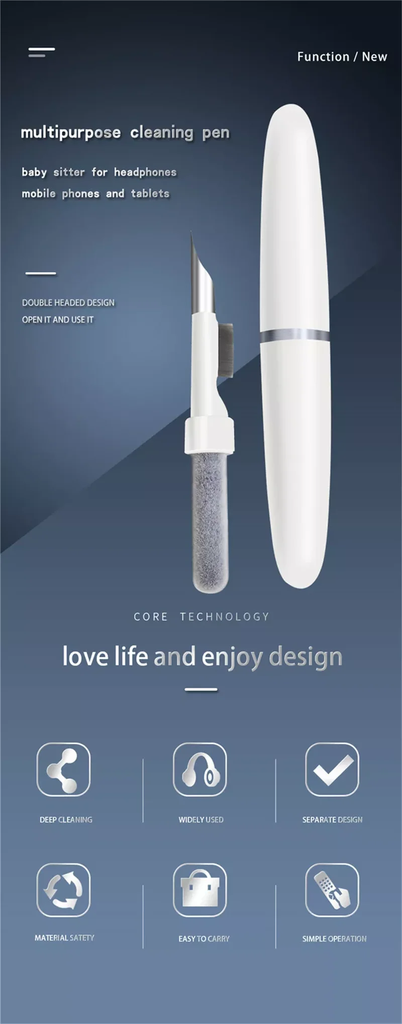 New Arrival Multi-Function Earbuds Cleaner Tool Kit Earphone Cleaner Pen Soft Cleaning Brush for Airpods Cleaner