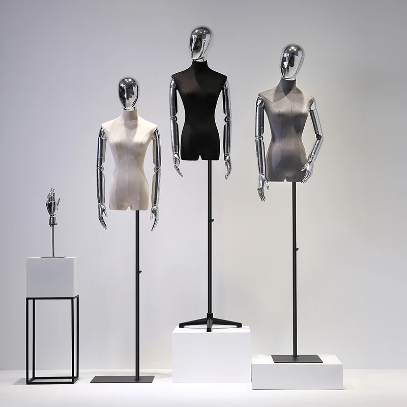 Half Body Mannequin Female Upper-body Women Mannequin With Silver Arm ...