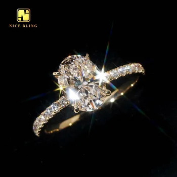 14K Yellow Gold Jewelry Lab Diamond Oval Cut G Color VVS2 Solid Gold Diamond Ladies Sparkling Wedding Rings With IGI Certificate