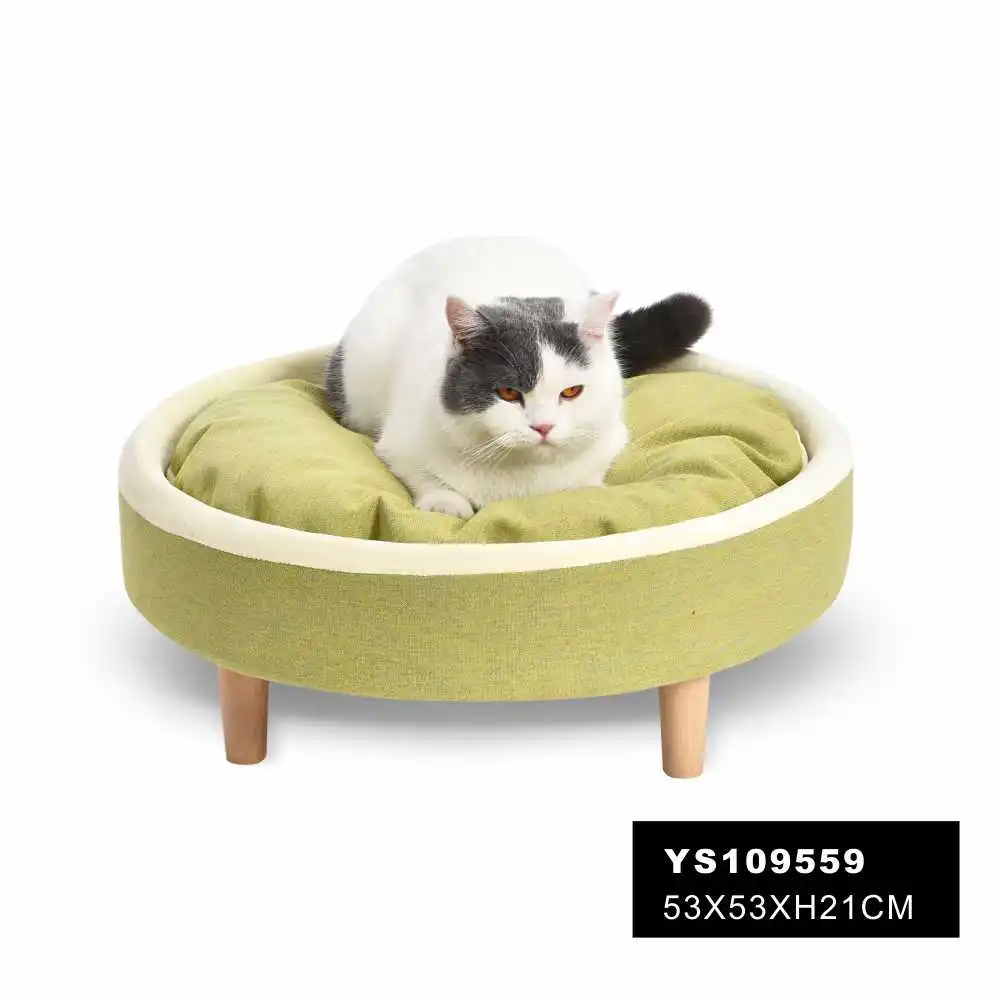 Зеленый желтый щенок маленький круглый съемный коврик Pet Cot Овальный повышенный диван-кровать для собаки