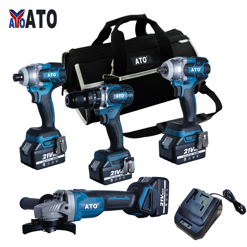 ATO  Power Tools N in One Wholesale Industrial 3.0Ah 4.0Ah 5.0Ah 21V Cordless Tool Kits Power Tool Combo Kits