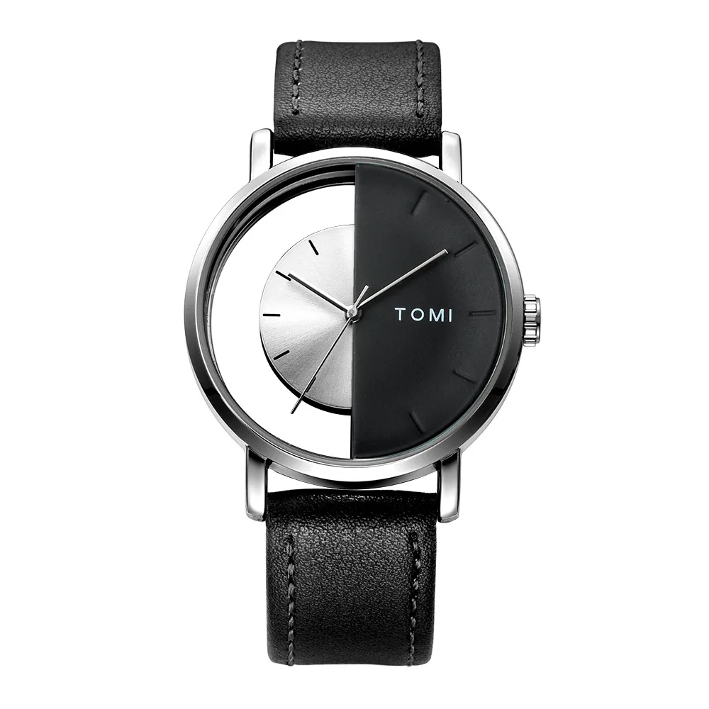 TOMI 080 Top Luxury Men's Casual Leather Quartz Wristwatch Trendy
