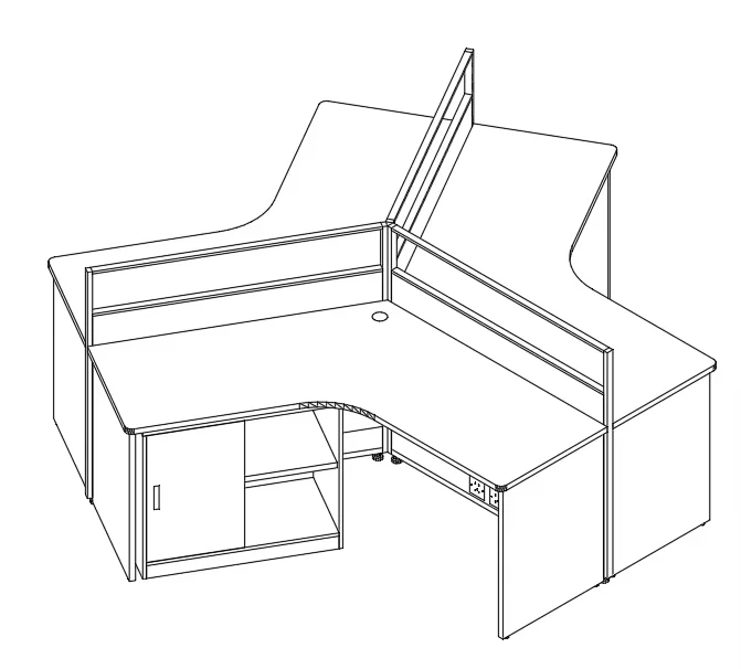 Modern Office Table Design Computer Staff Desk Table 3 Person Cubicle Triangle Office Cubical Workstation