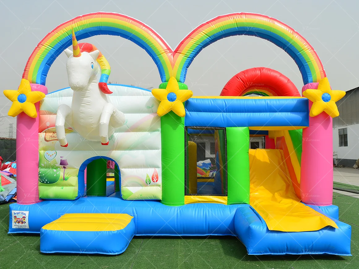 New Design Inflatable rainbow unicorn Bouncer Combo Slide Jump House Inflatable Bouncer unicorn