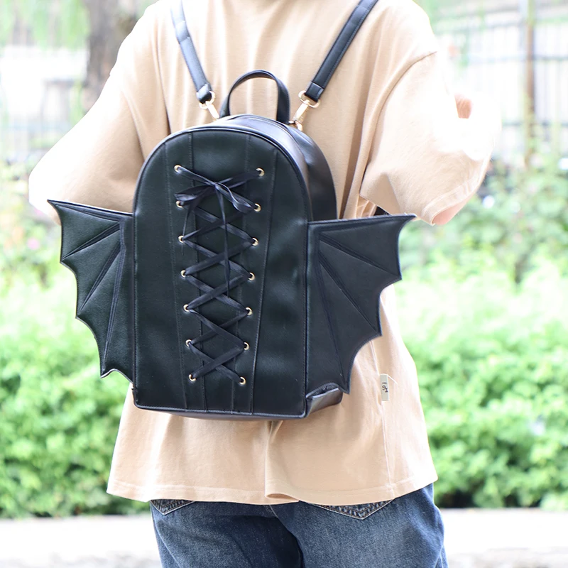 Women Punk Backpack Novelty Bat Wing Daypack Purse Gothic Lace Shoulder Bag Women Girl Punk Backpack Novelty Bat Wing Daypack Purse  main image 3