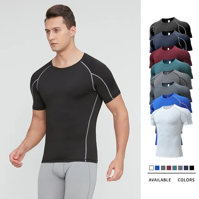 Men's tights short sleeve sports running training clothes basketball fitness clothes quick drying short sleeve T-shirt